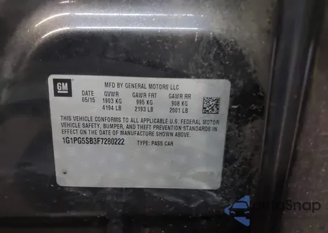 2015 Chevrolet Cruze Ltz from USA, damaged, VIN 1G1PG5SB3F7280222